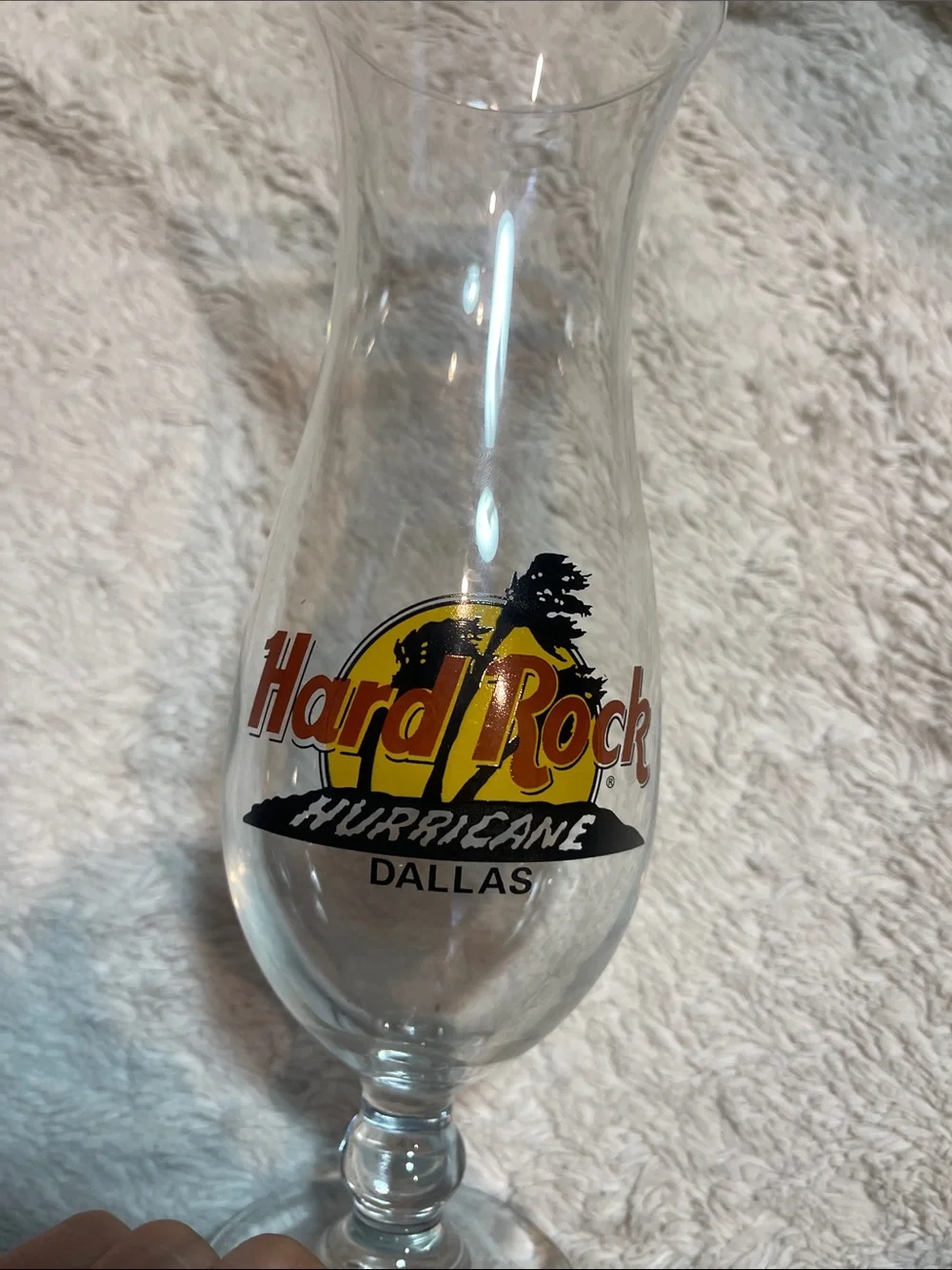 Hard Rock Hurricane Glass Dallas, Texas - Clear Glass with Yellow & Red Logo